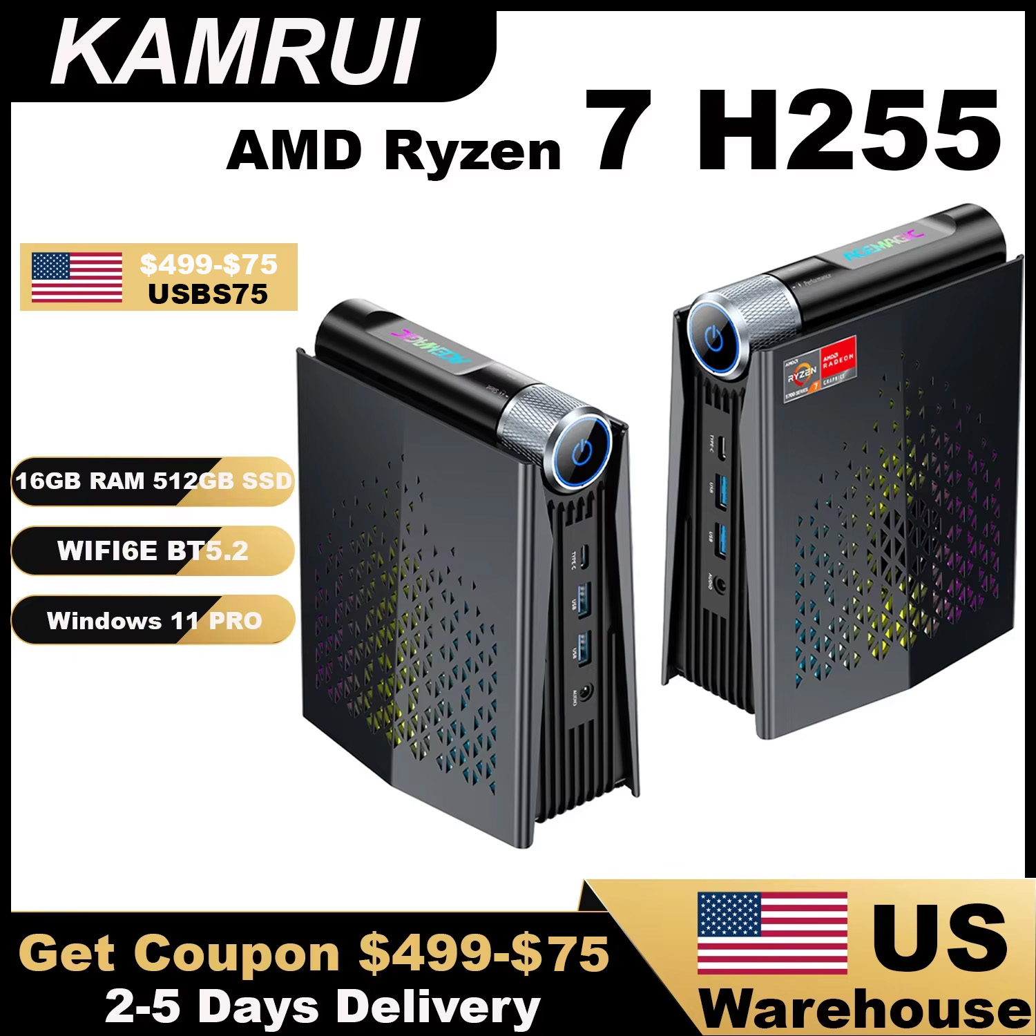Pc Gaming Ryzen - KAMRUI 게이밍 미니 PC Ryzen 7