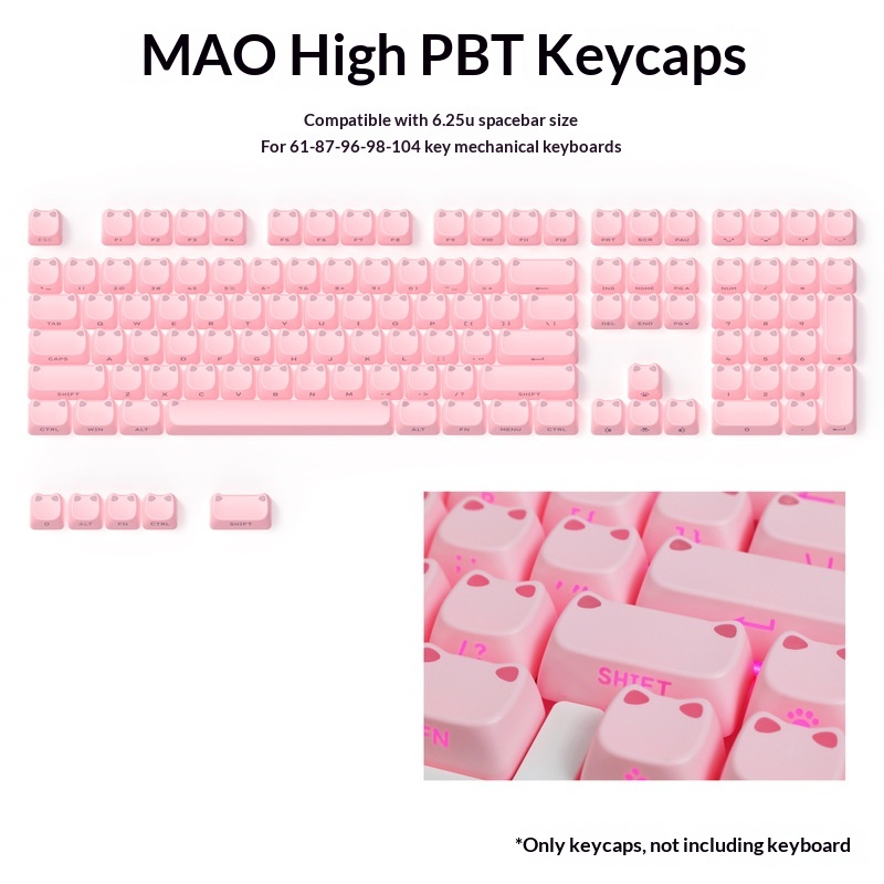 113키 MAO 귀여운 고양이 귀 반투명 키캡 PBT  - Custom Keycaps 리뷰 및 가격