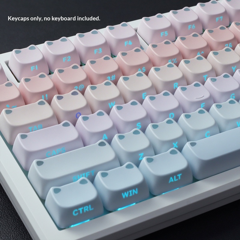 113키 MAO 귀여운 고양이 귀 반투명 키캡 PBT  - Custom Keycaps 리뷰 및 가격